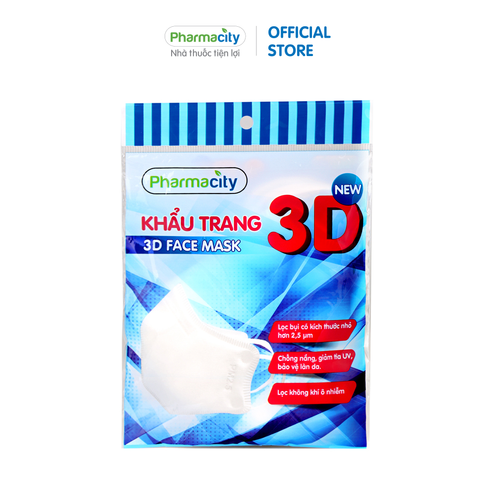 Khẩu trang 3D chất lượng cao Pharmacity 5 cái gói