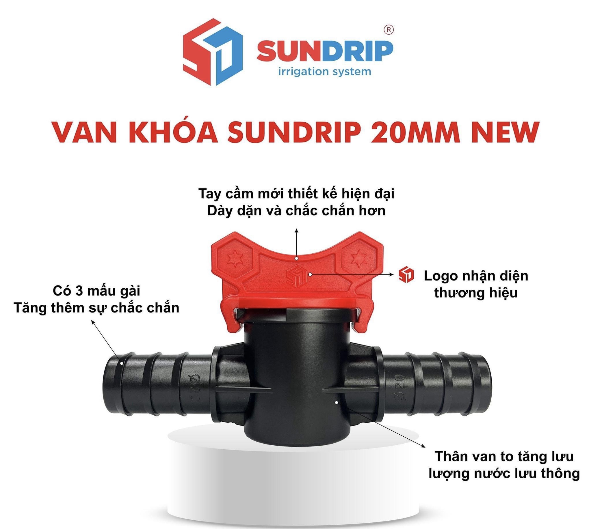 Van khoá ống ldpe 20mm bầu lớn, van 20mm lưu lượng lớn, van khóa ldpe 20 lớn