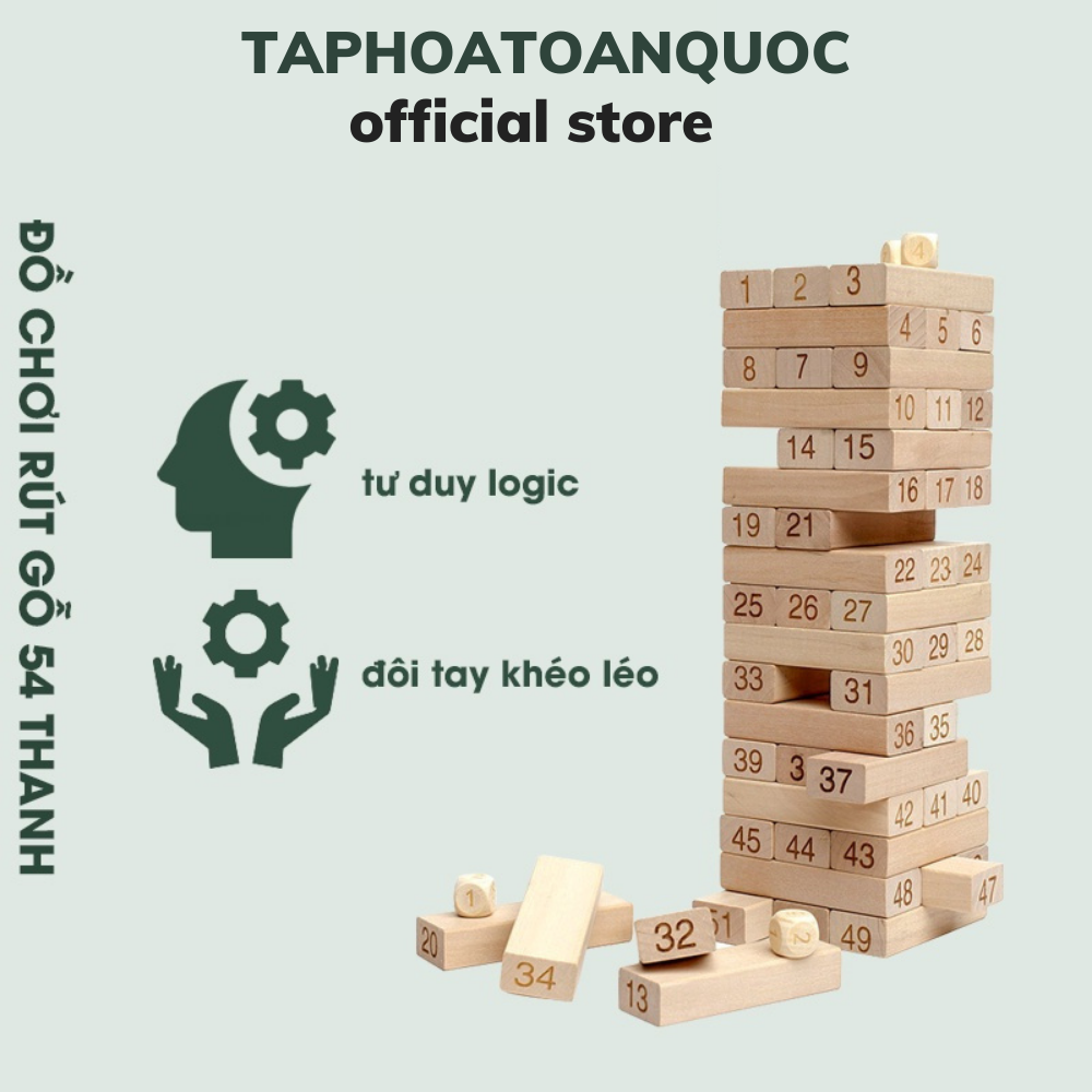 Bộ đồ chơi rút gỗ 54 thanh mini, đồ chơi cho bé, đồ chơi trí tuệ, đồ chơi gỗ an toàn, taphoatoanquoc