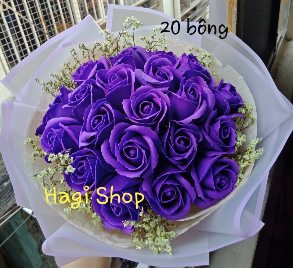 Hoa sáp thơm bó tròn 20 bông, hoa sáp vĩnh cửu hàng sẵn, thích hợp là quà tặng bạn gái