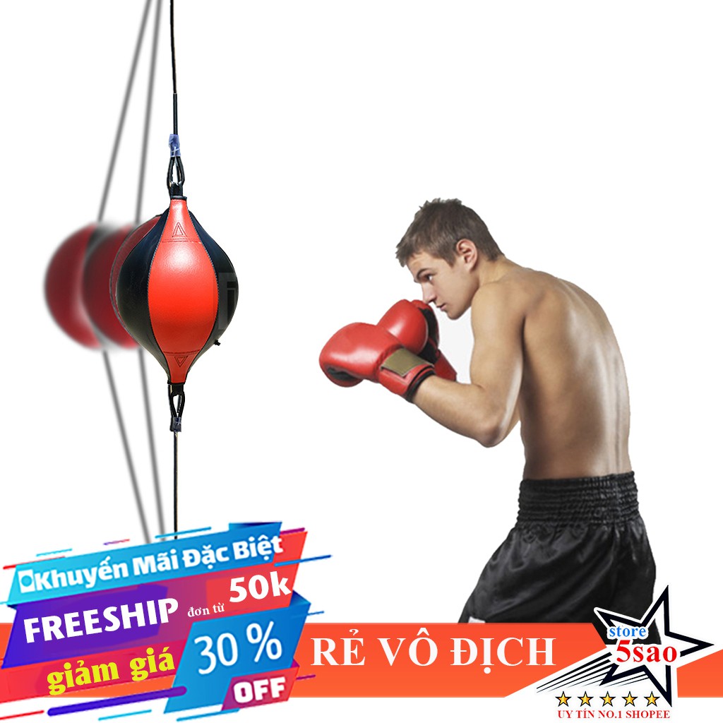 Bóng phản xạ đấm bốc boxing, mma, Bóng đấm luyện tốc độ 2 dây Walon - Menshi - Wubotiyu - tặng kèm kim + bơm