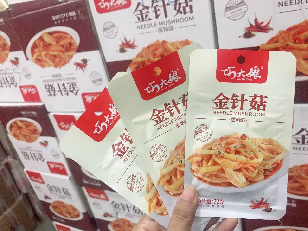 [BÃO SALE - 1 GÓI] Nấm Kim Châm Sốt Cay - Siêu Ngon Gói 22gr