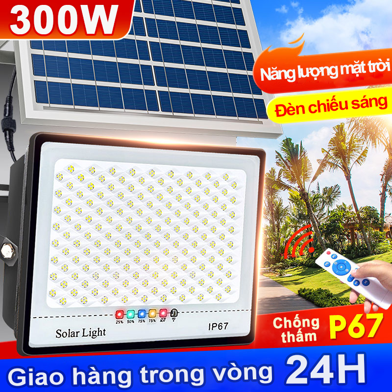 Đèn sân vườn năng lượng mặt trời Đèn LED trang trí chống lóa năng lượng mặt trời 50W-100W-200W-300W Đèn lũ năng lượng mặt trời tiết kiệm năng lượng
