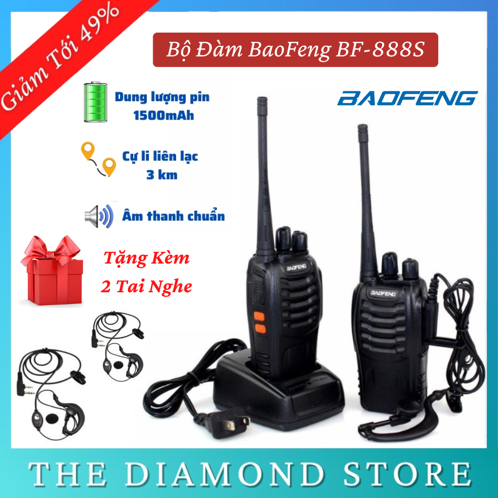 Bộ đàm baofeng bf-888s khoảng cách từ 3-5 km với 16 kênh tặng kèm 2 tai nghe cao cấp