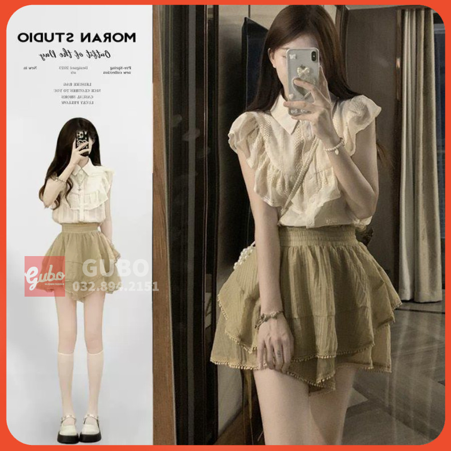 Set nữ tiểu thư set nữ phối váy basic phong cách hàn quốc GUBO99I21