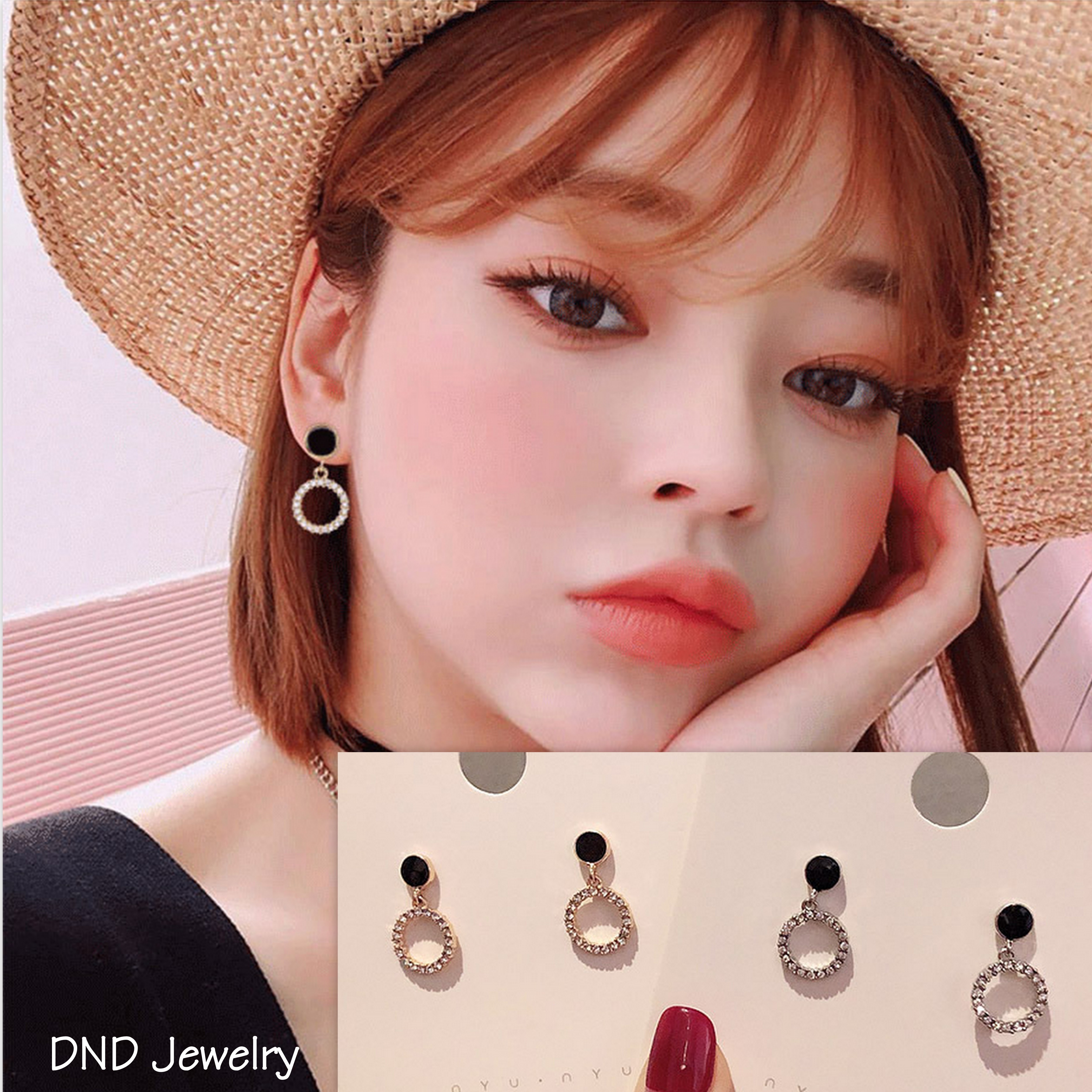 Khuyên tai tròn nữ, bông tai nữ đính đá chất liệu bạc S925 dịu dàng nữ tính phong cách hàn quốc, quà sinh nhật, Hoa tai dễ thương cute