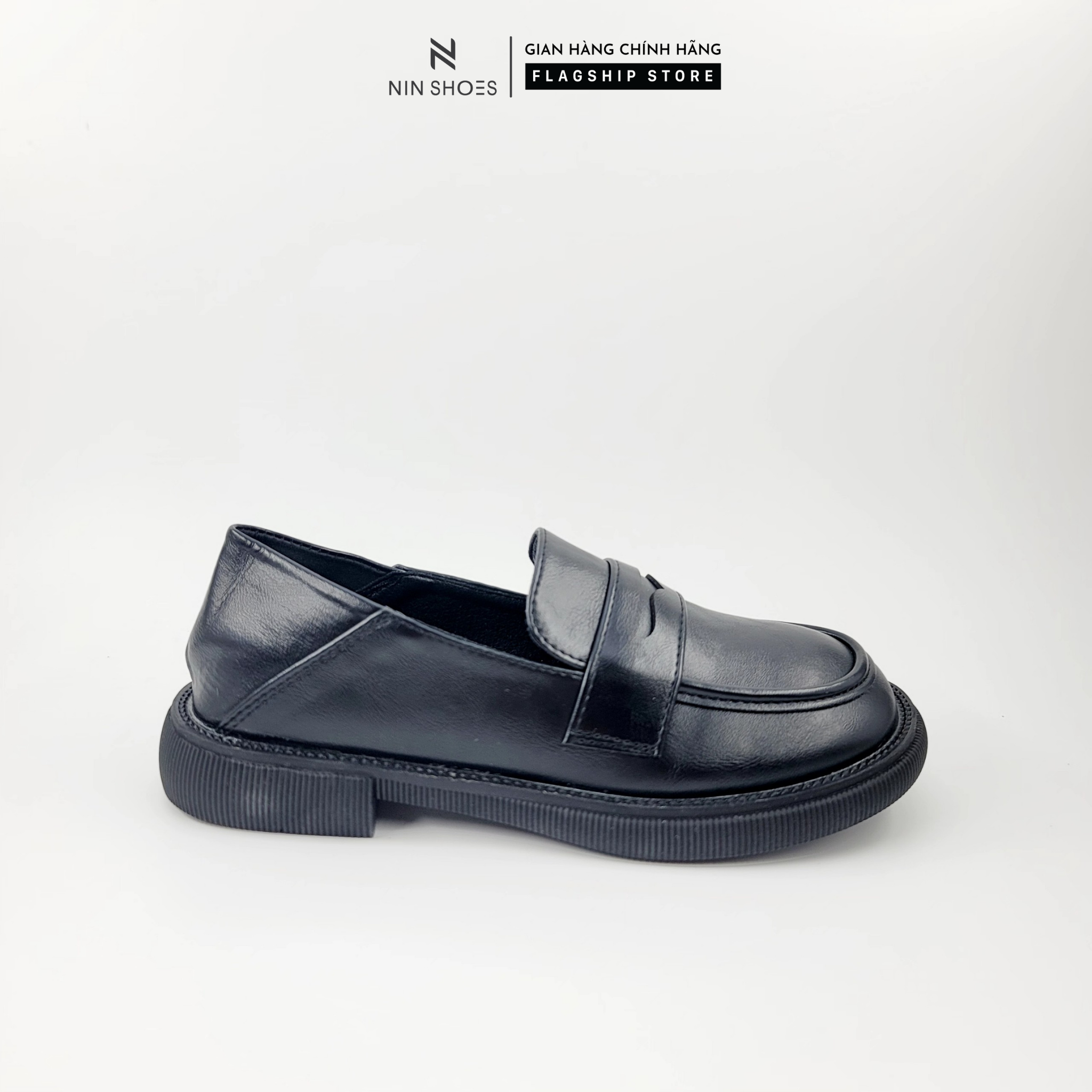 Giày bệt nữ Ninshoes - Giày oxford đế độn răng cưa mũi tròn tag viền rách dáng