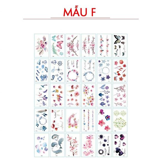 Combo 30 tấm hình xăm dán hình xăm sticker đẹp cá tính phong cách mẫu F
