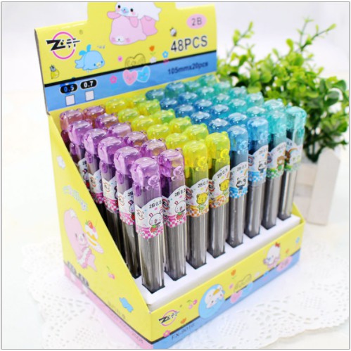 3 Hộp Ngòi Bút Chì Bấm Hình Gấu Thay Thế 2B Đầu 0.5/0.7Mm Loại Đẹp