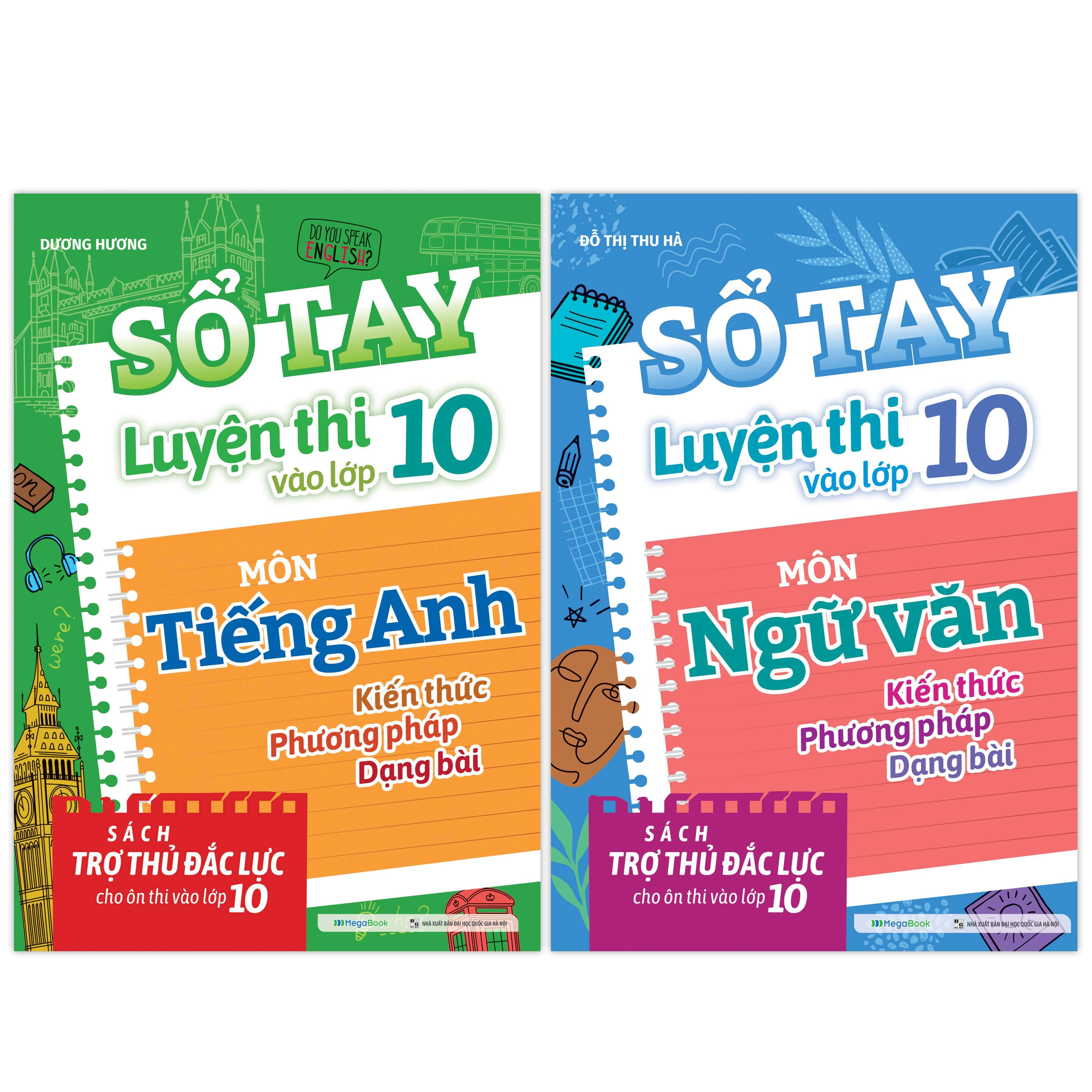 Sách Combo Sổ tay luyện thi vào lớp 10 môn Ngữ Văn và Tiếng Anh