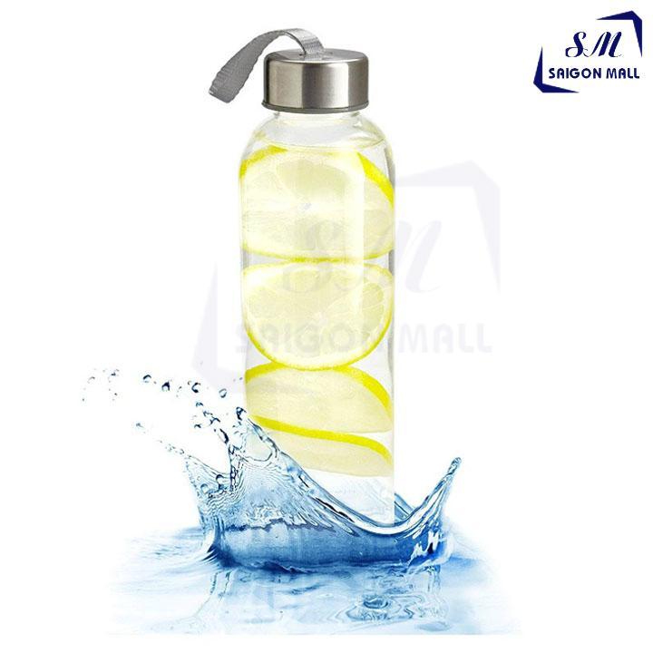 Bình thuỷ tinh đựng nước 300ml dây xách nắp