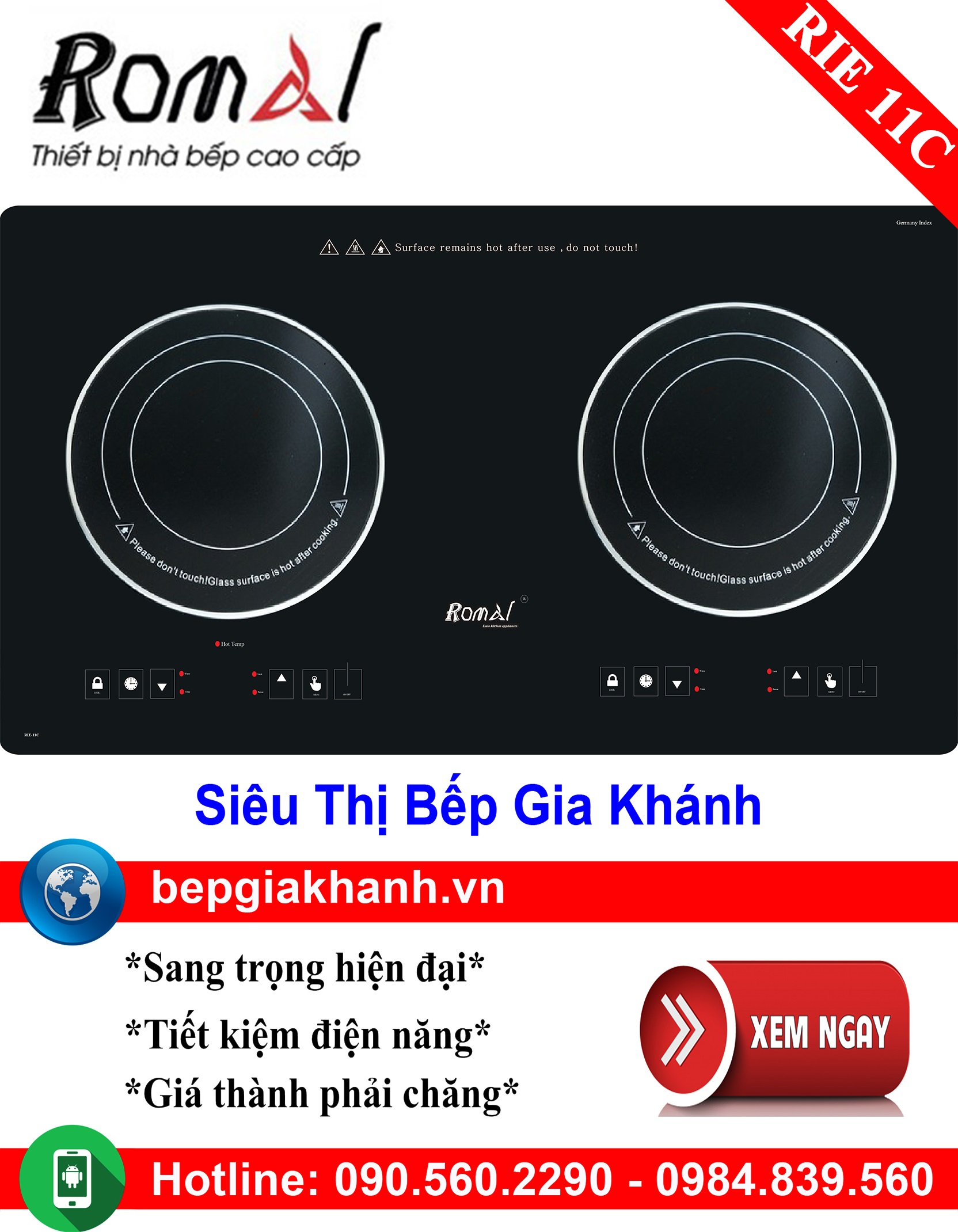 [HCM]Bếp điện từ đôi Romal RIE 11C, bếp từ, bếp điện từ, bếp từ đôi, bếp điện từ đôi, bếp từ giá rẻ, bếp điện từ giá rẻ, bếp từ đơn, bep tu don, bep tu