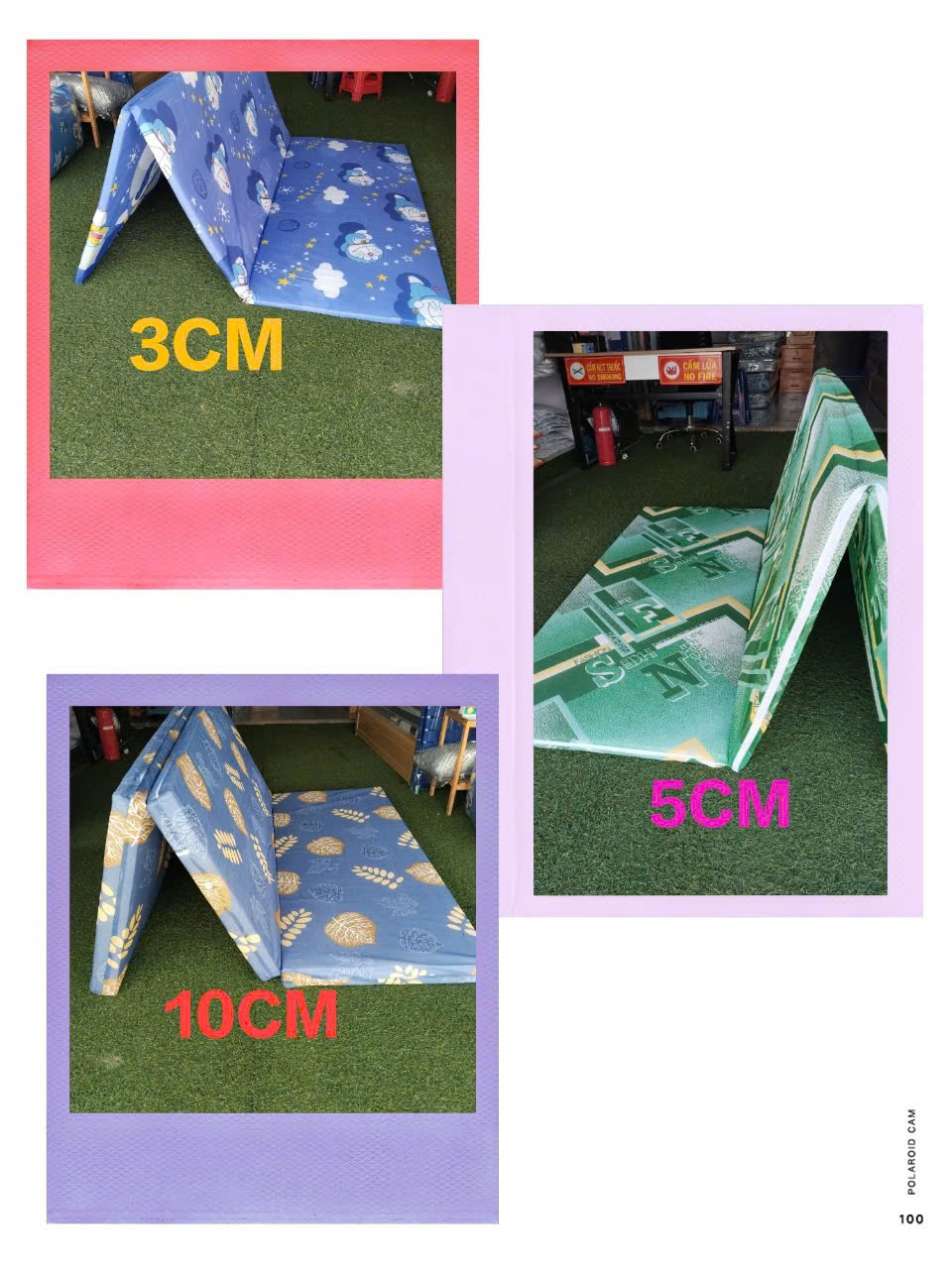 Nệm Gấp 3 PE Chất Liệu Mút PE Dày 3cm 5cm 10cm Thiết Kế Gấp 3 Tiện Lợi