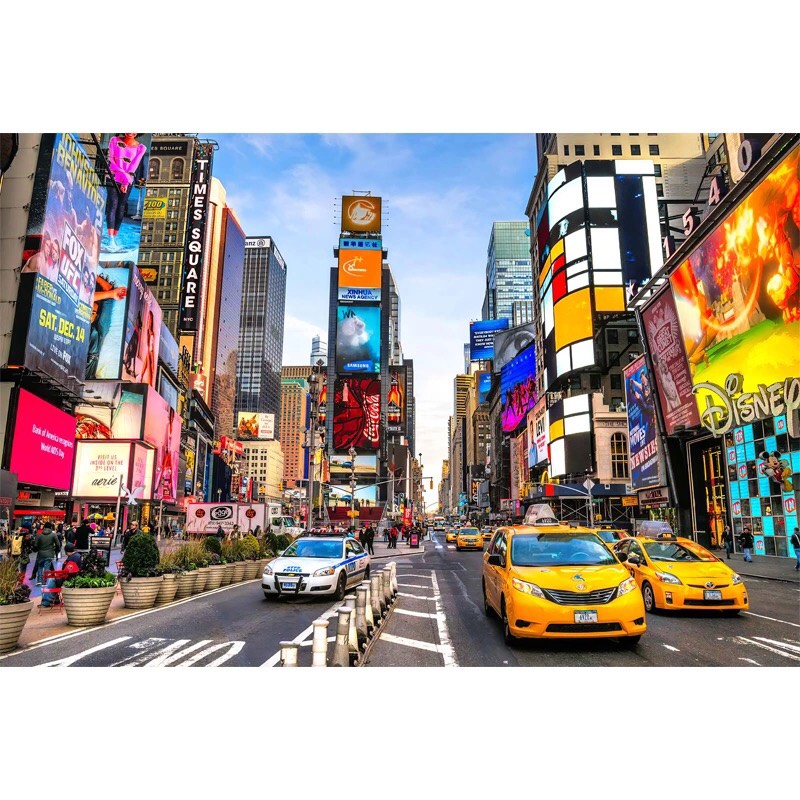 Tranh Ghép Xếp Hình 1000 Mảnh Quảng Trường New York - Kích Thước: 70x50 cm, Mảnh Dày 2mm, Ghép Hình Kích Thích Trí Não, Đồ Chơi Phát Triển Sớm