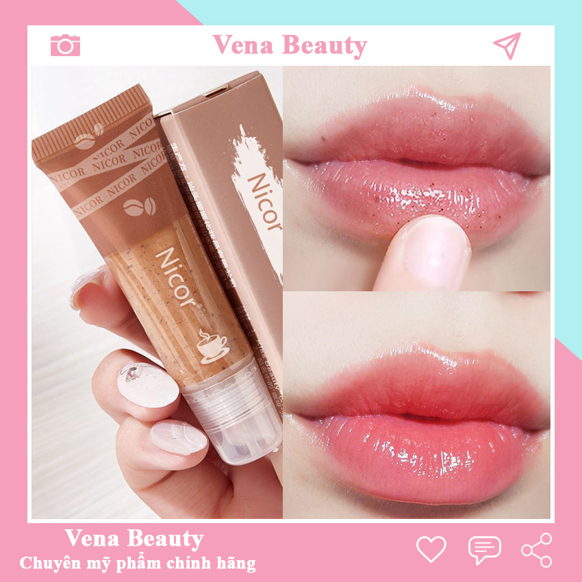 Tẩy tế bào chết môi Nicor 3 trong 1 dưỡng ẩm chống khô tẩy tế bào chết cho da chết Vena Beauty