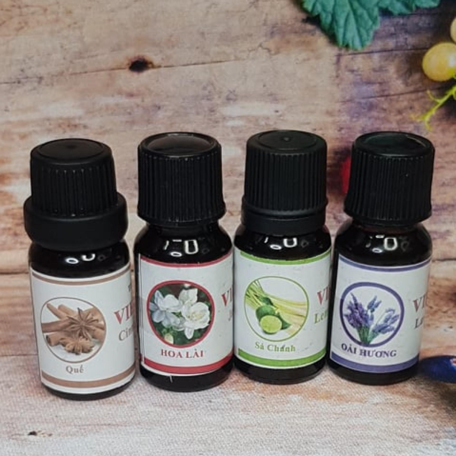 Combo 4 Lọ Tinh Dầu oải Hương Quế Sả chanh lài Thiên Nhiên Nguyên Chất