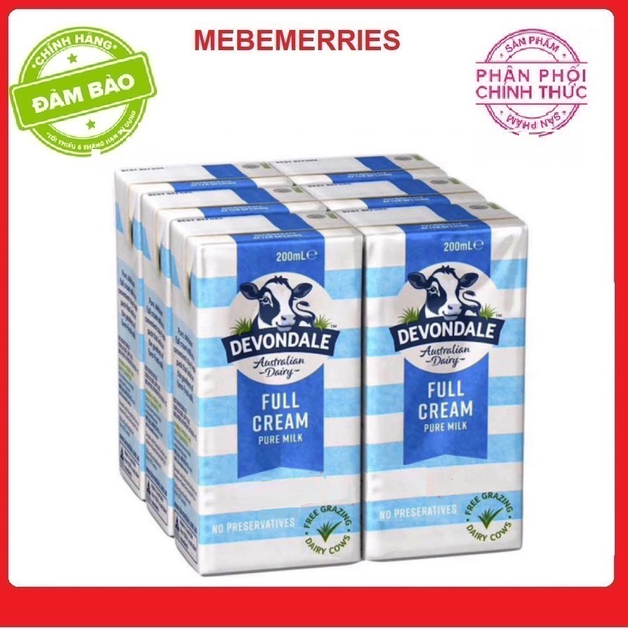 Thùng sữa tươi nguyên kem devondale 200ml 4 lốc 24 hộp