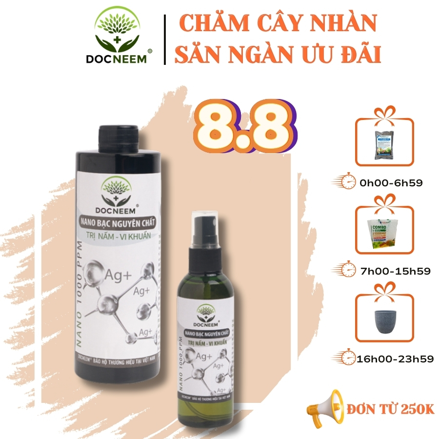Nano Bạc - Diệt sạch nấm, vi khuẩn hoa hồng, hoa lan, thương hiệu Docneem, chai 500ml