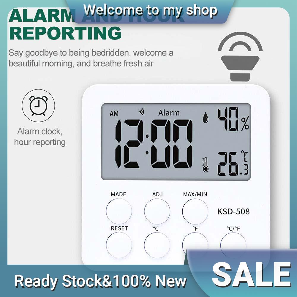 Digital LCD Alarm Clock Room Thermometer Hygrometer Humidity Meter Indoor Temperature Desk Clocks