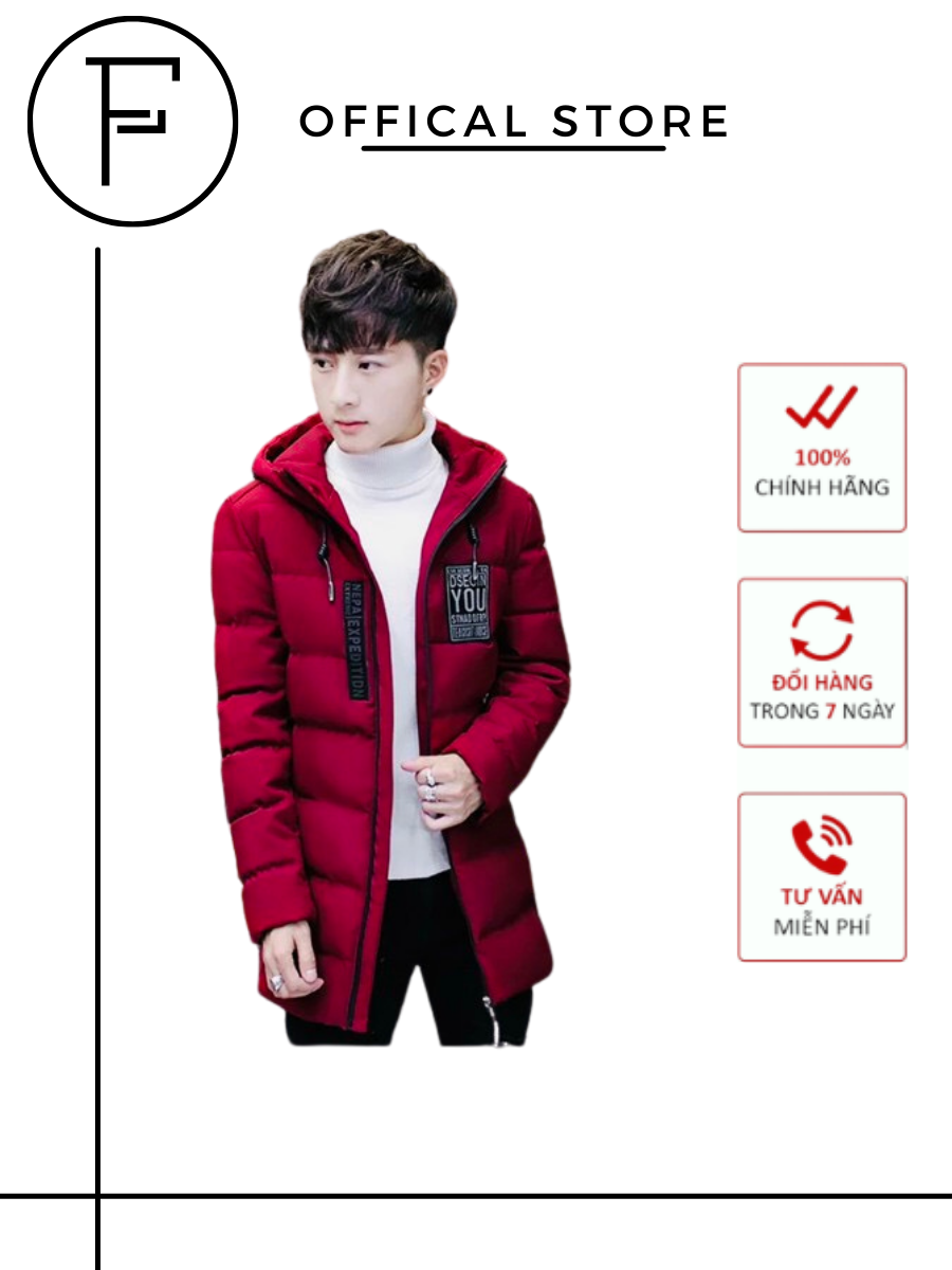 Áo khoác F2008 Kiểu dáng áo khoác phao trơn form dài chống nước bao dày bao ấm, FINE FASHION mẫu mới, Chất liệu Dù lót bông cao cấp , Thanh lịch Sang trọng Trẻ trung
