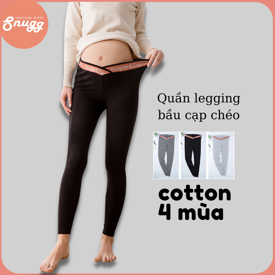 Quần legging bầu cạp chéo Dandelion dáng dài cotton- Snugg Việt SNU1987