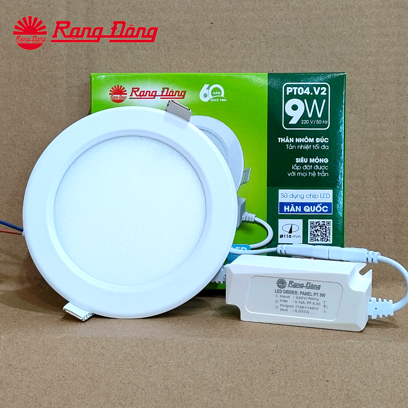 Đèn led panel âm trần rạng đông pt04.v2 110/9w ánh sáng trắng