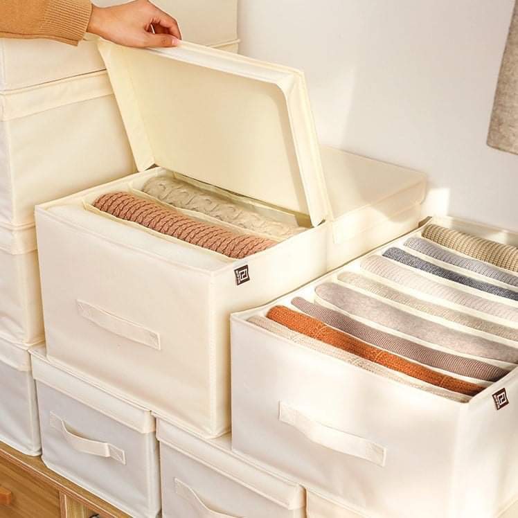 Hộp Đựng Quần Áo Chia Ngăn Chất Liệu Vải Không Dệt Giỏ Đựng Quần Áo 7 Và 9 Ngăn Tiện Ích