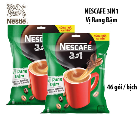 Combo 2 gói Cà phê hòa tan Nescafé 3in1 công thức cải tiến - vị rang đậm túi xanh