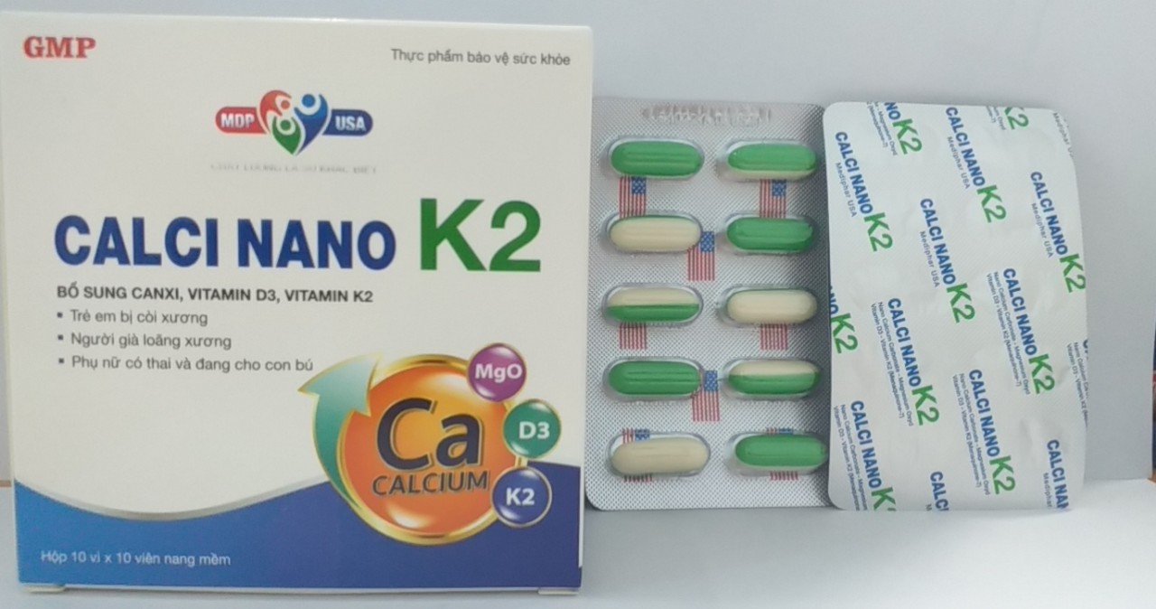 Thực phẩm bổ sung canxi viên nang canxi nano k2