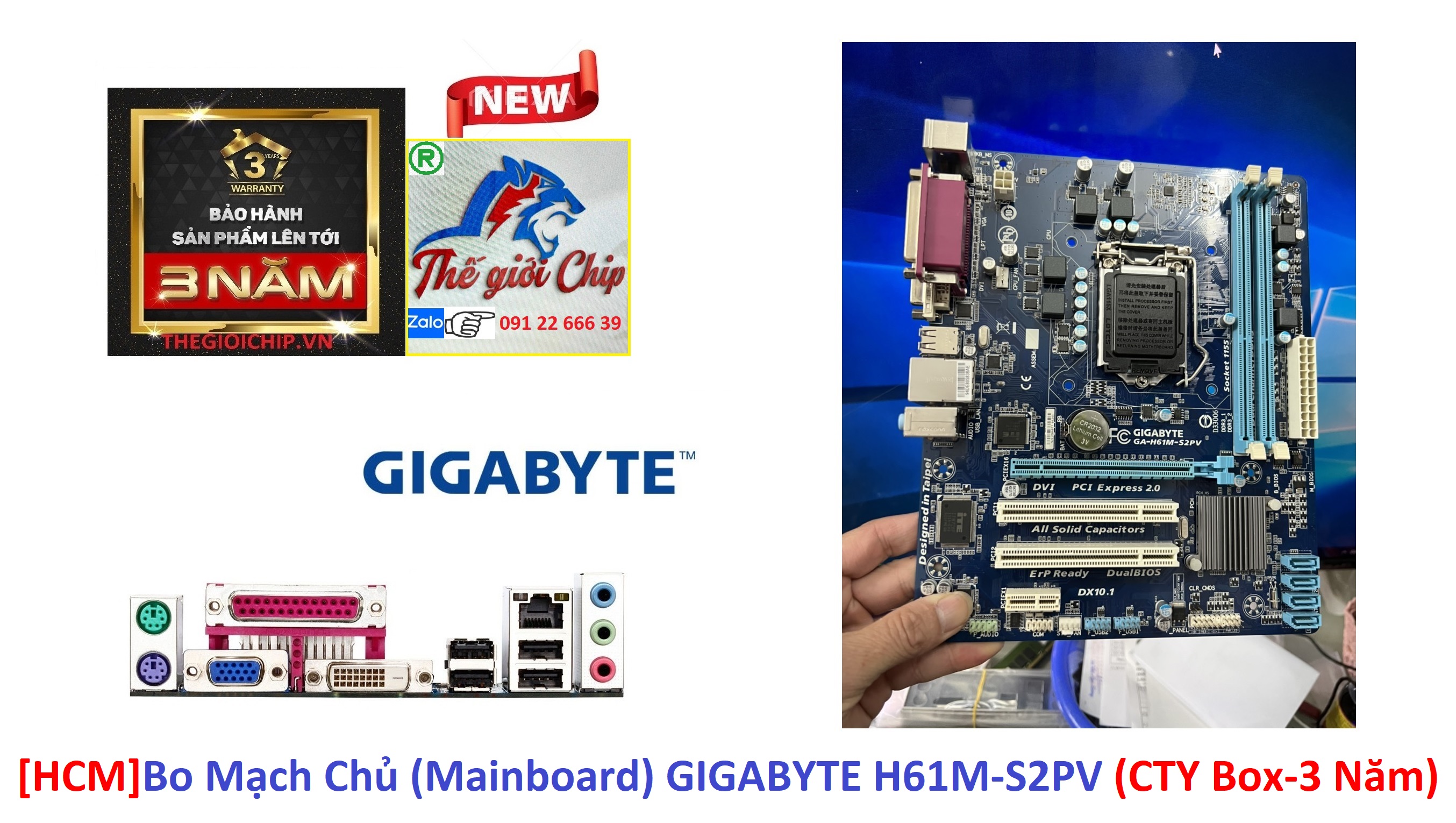 [HCM]Bo Mạch Chủ (Mainboard) GIGABYTE H61M-S2PV (CTY Box-3 Năm)