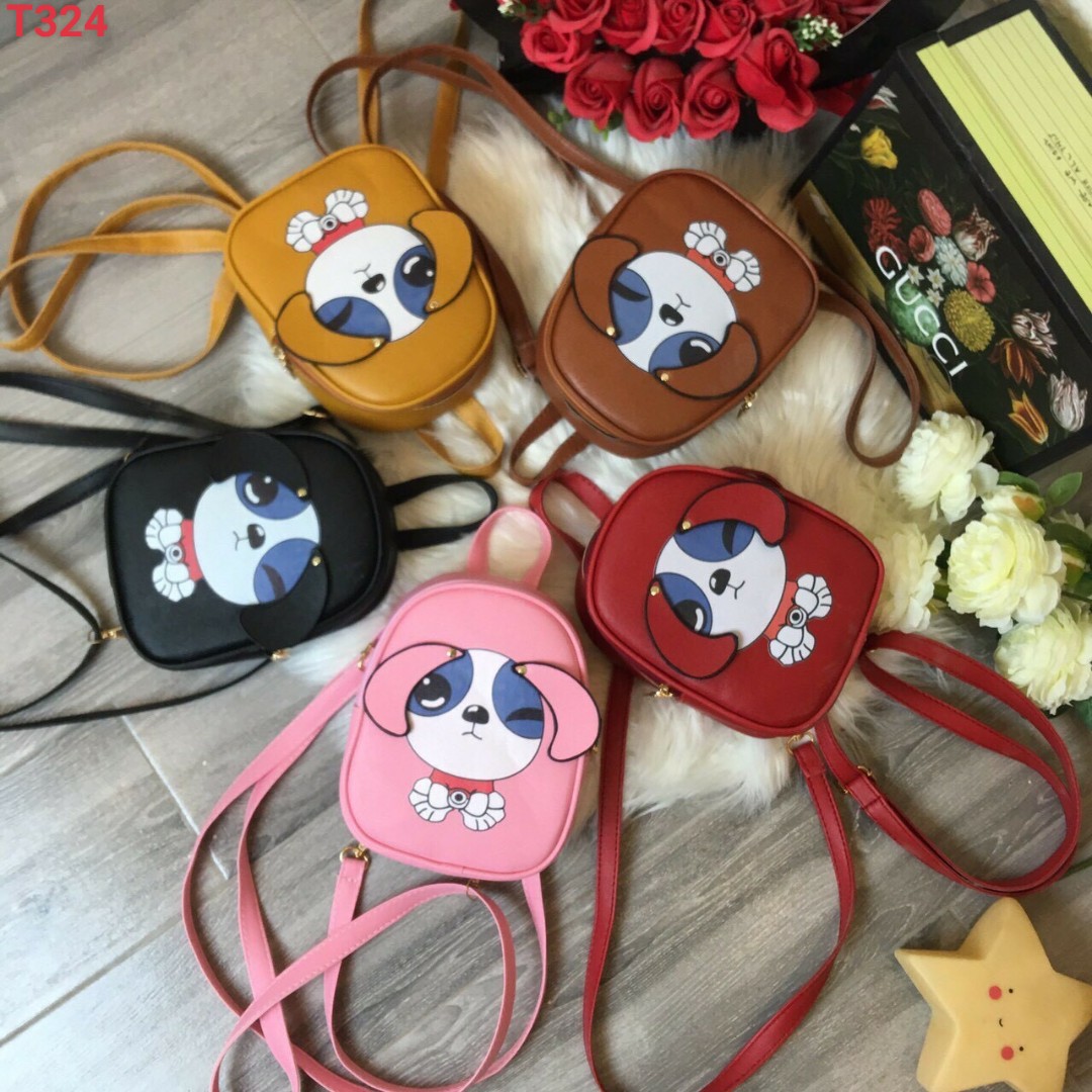 Balo da nữ dễ thương balo mini dạo phố chất liệu da PU thiết kế hiện đại trẻ trung bl324 balo con chó
