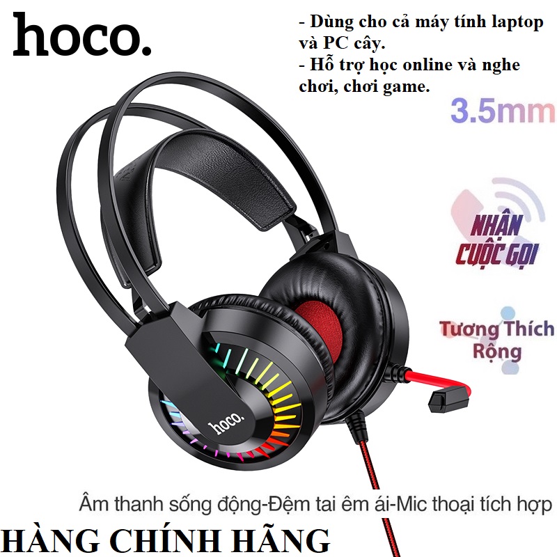 Tai nghe chụp tai hoco có mic đàm thoại Gaming/Học online Headphone ( HÀNG CHÍNH HÃNG )