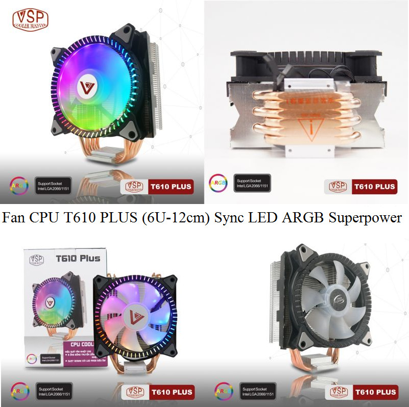 Fan cpu t610 plus sync led argb superpower