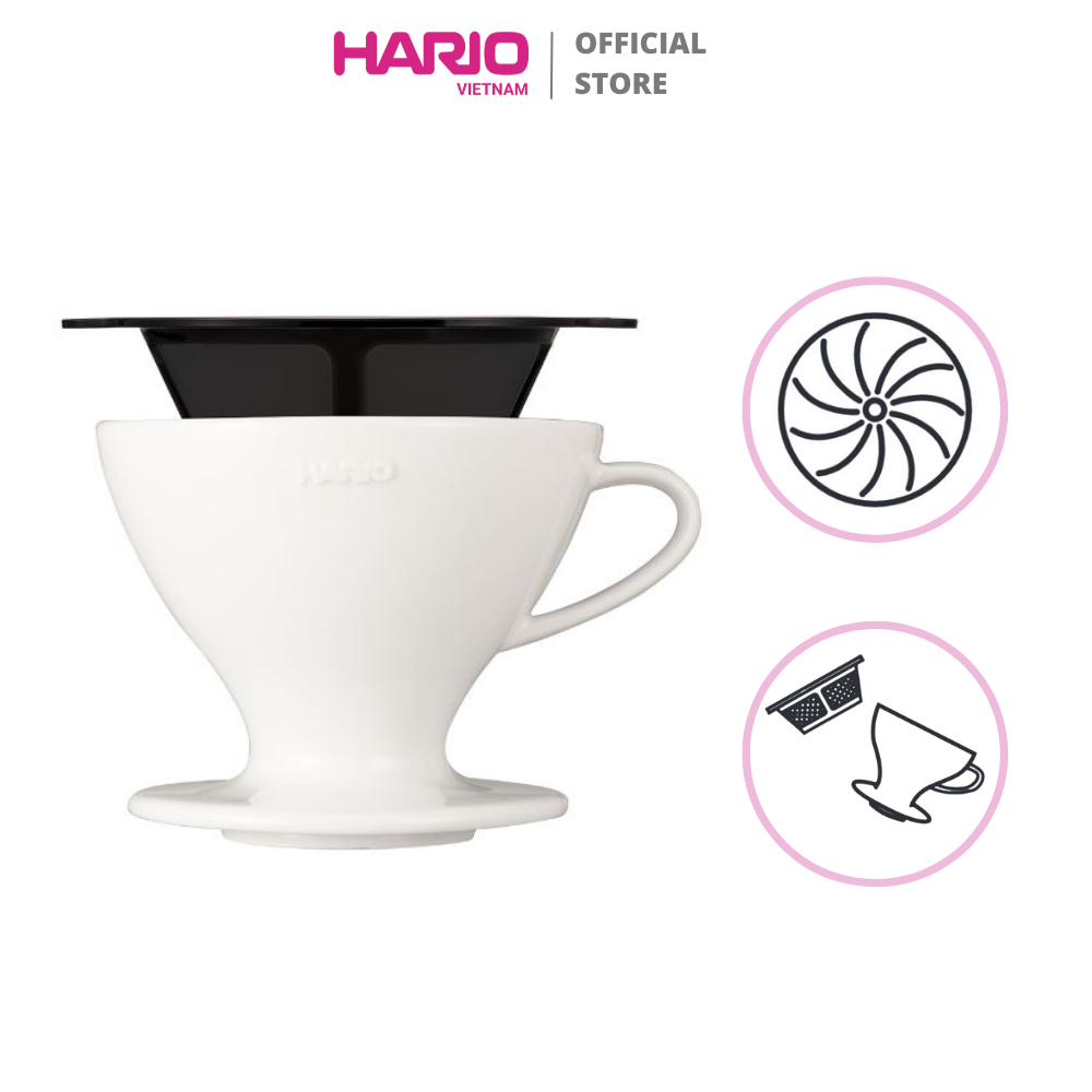 Phễu sứ pha cà phê hario w60 - w60 dripper pdc-02-w