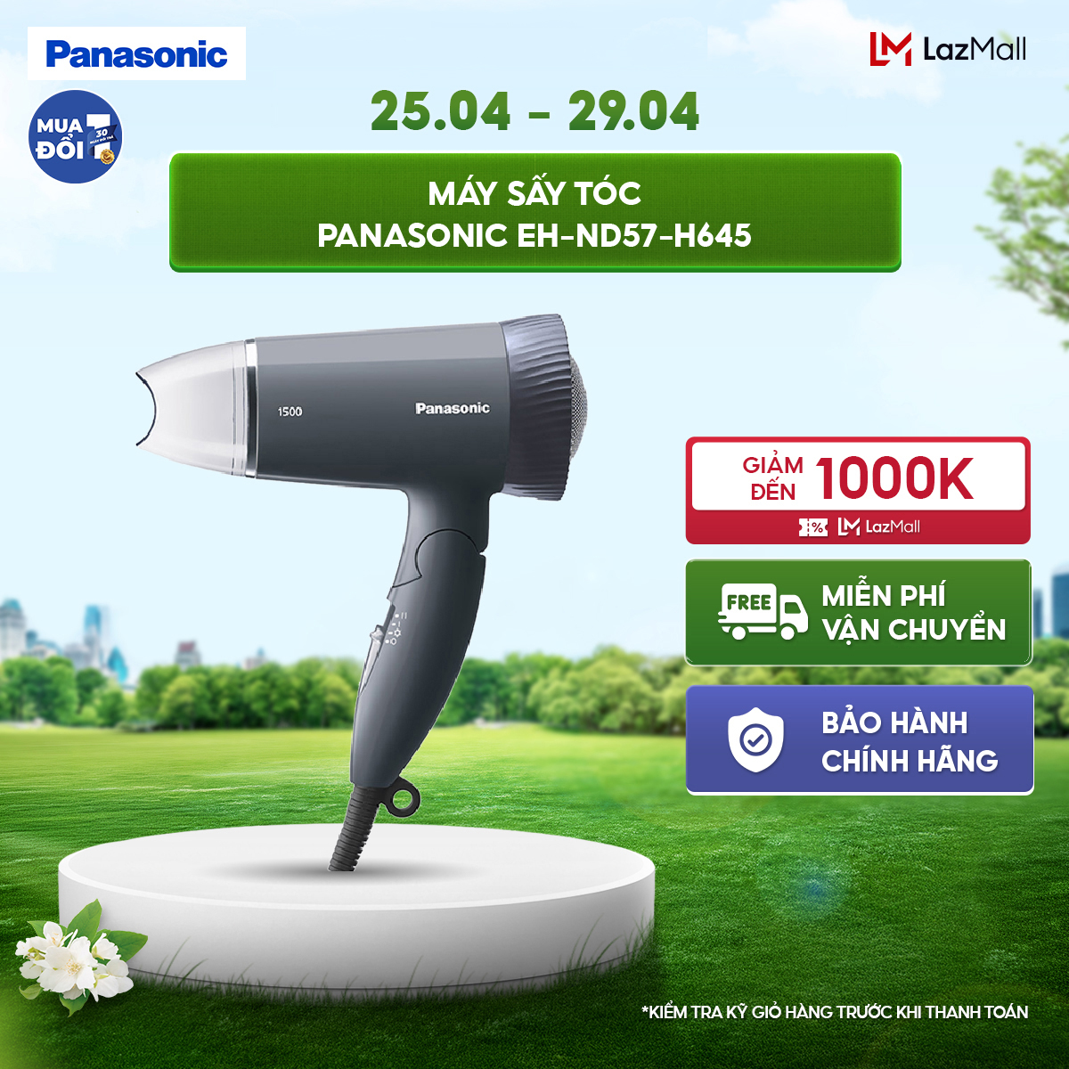 Máy sấy tóc Panasonic EH–ND57 (Hồng/Xám) – Công Suất 1500W - Bảo hành chính hãng 12 tháng