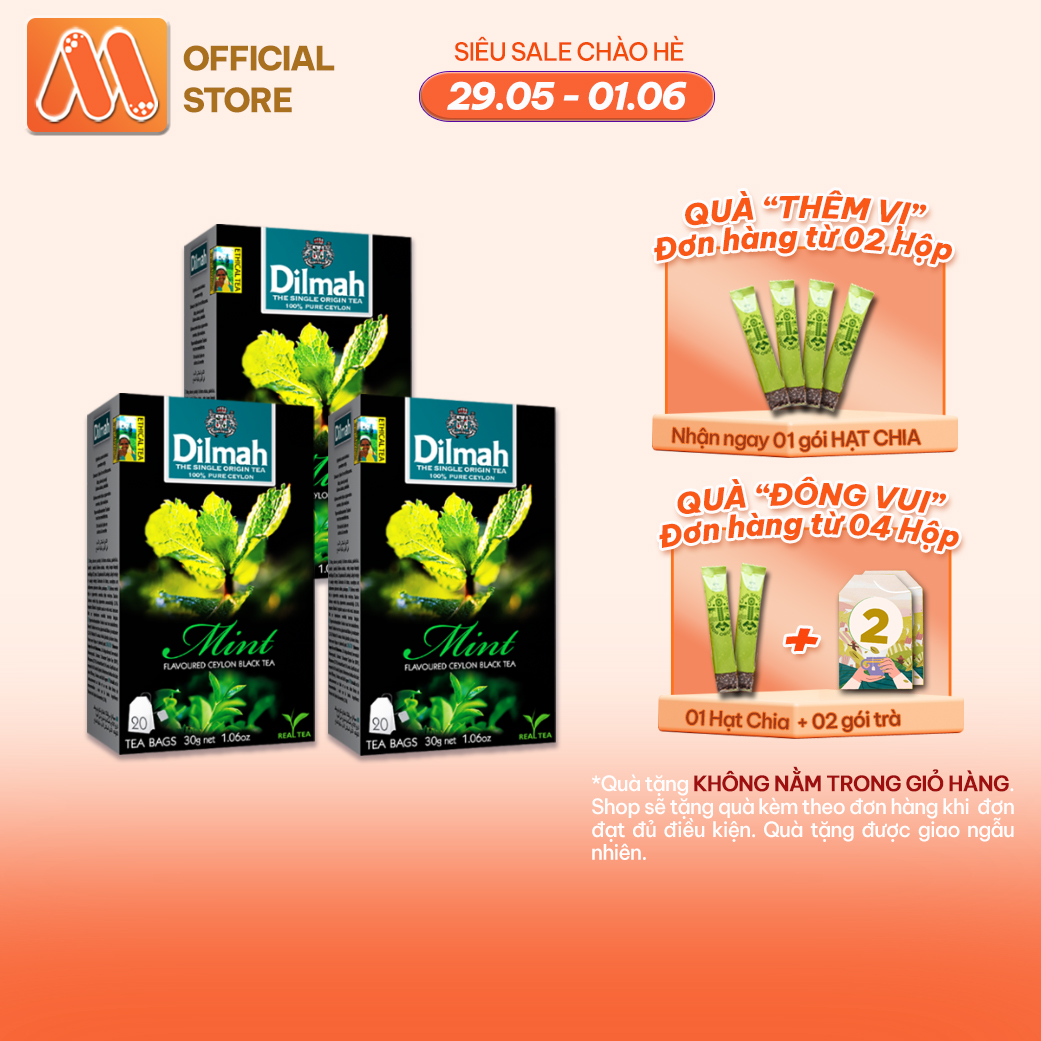 Combo 3 hộp trà dilmah vị bạc hà - mint 30g