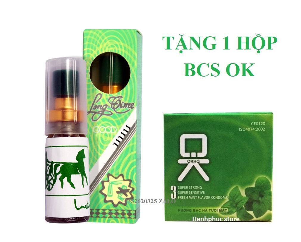 [HCM]Combo 1 hộp bao cao su OK bạc hà mát lạnh + 1 chai xịt kéo dài thời gian Longtie 5ml