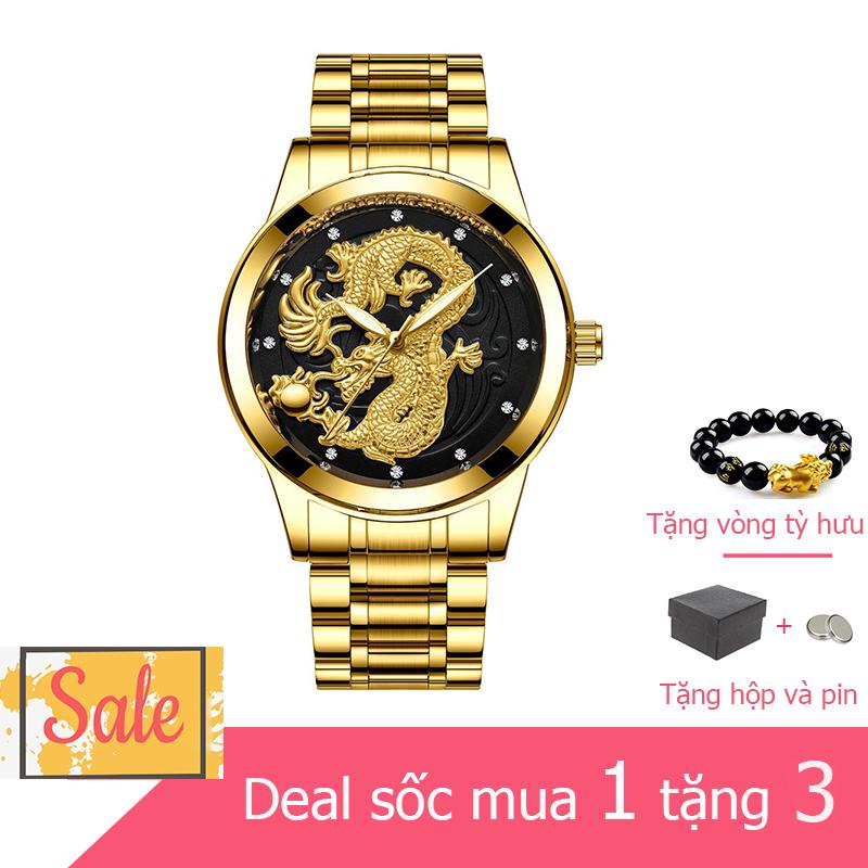 Đồng hồ nam thời trang mặt rồng chống nước FNGEEN Tặng vòng tay Tỳ Hưu