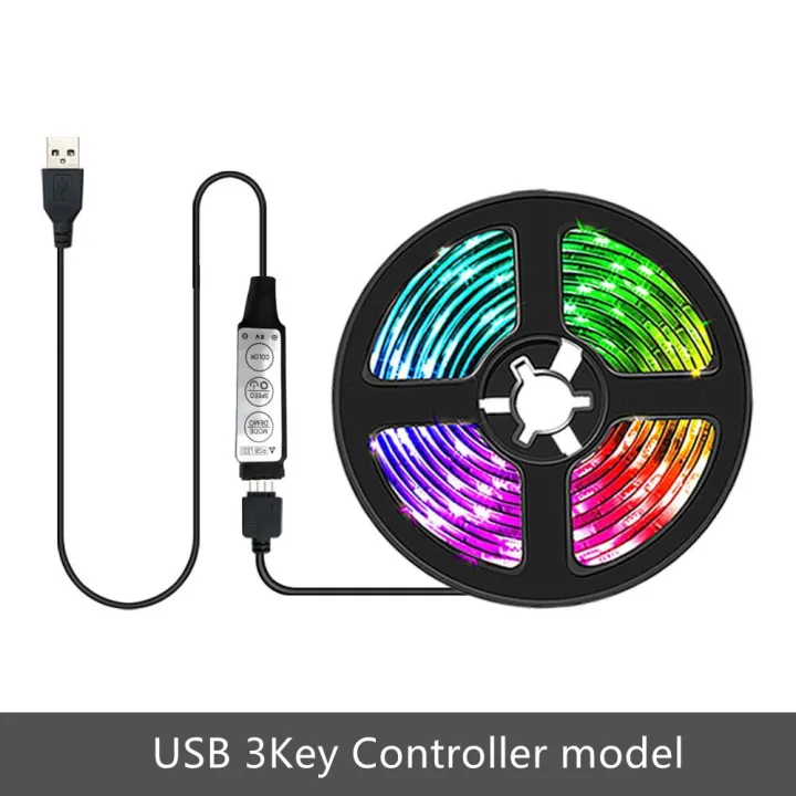 Dải Đèn LED TV Đèn Nền RGB SMD5050 5V 30Led/M USB, Đèn Ngủ Dây Ruy Băng Trang Trí Cho Lễ Hội Giáng Sinh Phòng Ngủ Tiệc Với 24key RemoteController