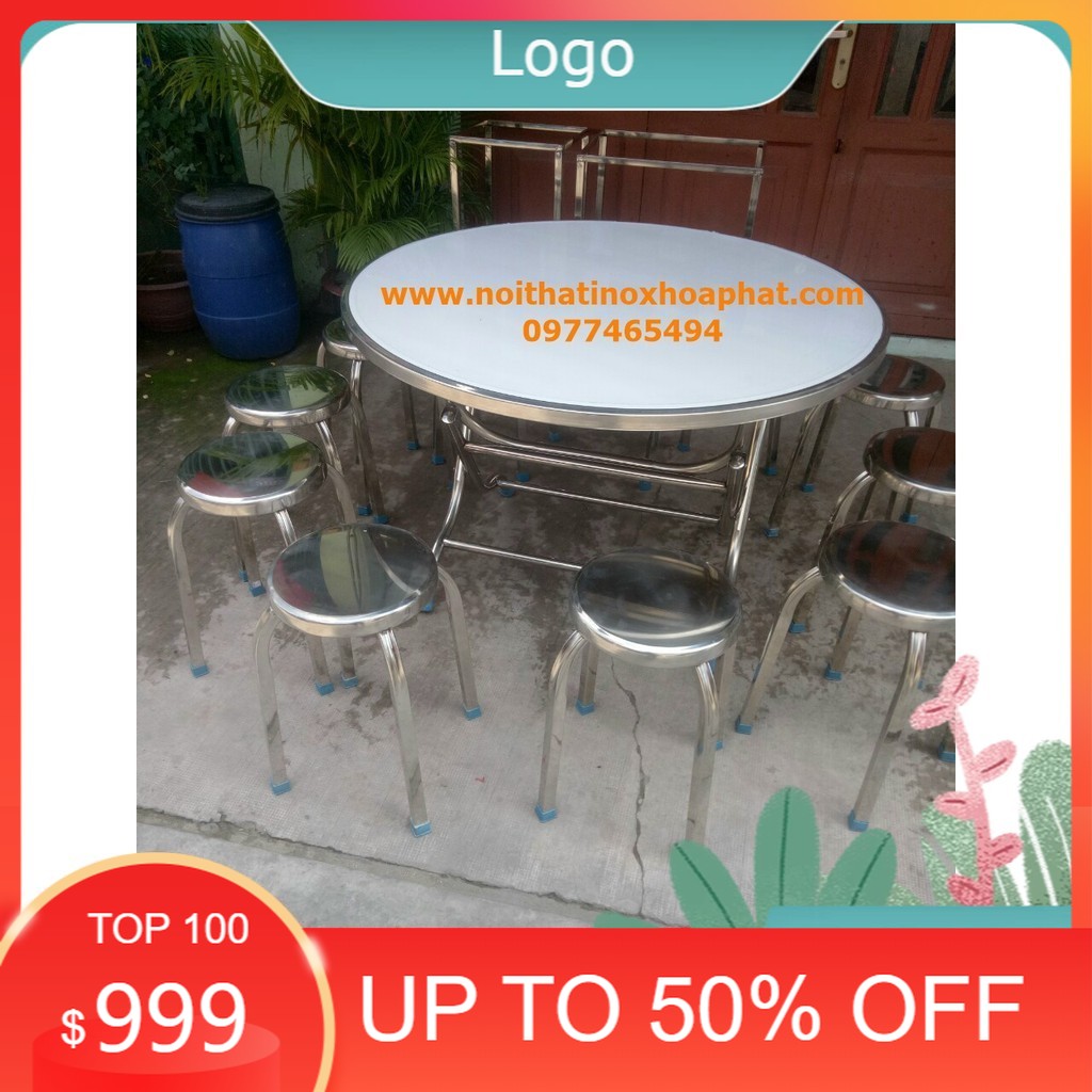 [HCM]Bộ bàn tròn 1.2m inox 10 ghế siêu rẻ BẢO HÀNH 36 THÁNG SHIP CODE TOÀN QUỐC