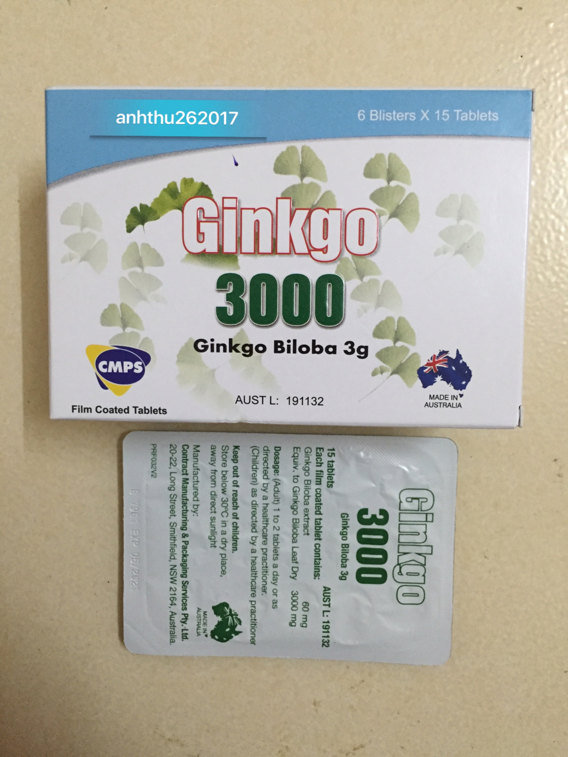 Ginkgo 3000 chóng mặt, nhức đầu, giảm khả năng thị giác và thính giác