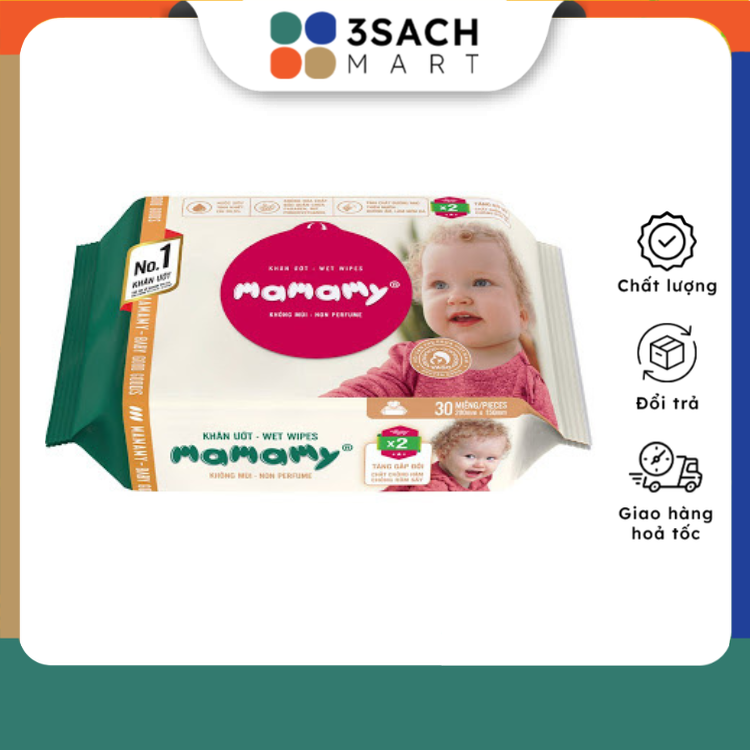 Khăn Ướt Mamamy Không Mùi (30 Tờ)