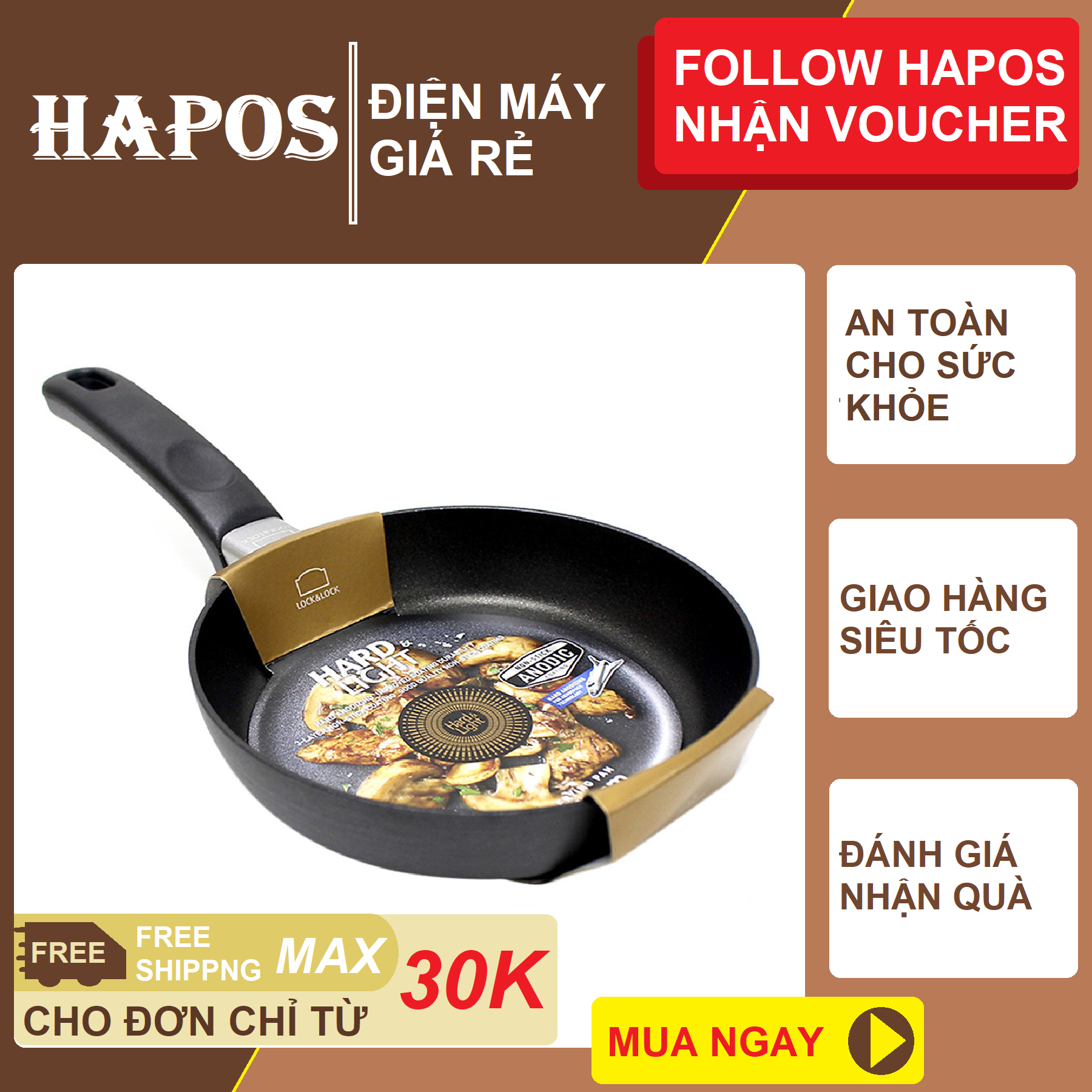 Chảo nhôm lock&lock cookplus hard&light 16cm lhb2163ih - dùng được cho bếp từ