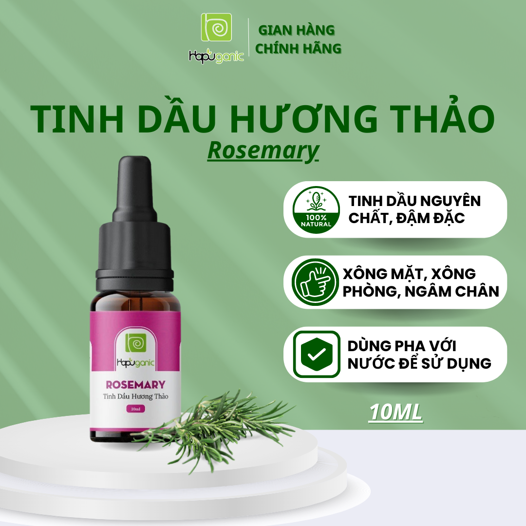 Tinh Dầu Hương Thảo HaPuganic Rosemary Tinh Dầu Thiên Nhiên, Khử Mùi Không Gian, Ngừa R.ụ.n.g Tóc, An Toàn Và Lành Tính