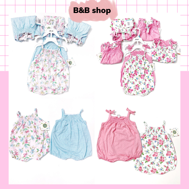 Bộ body hai dây bé gái chất cotton xuất dư