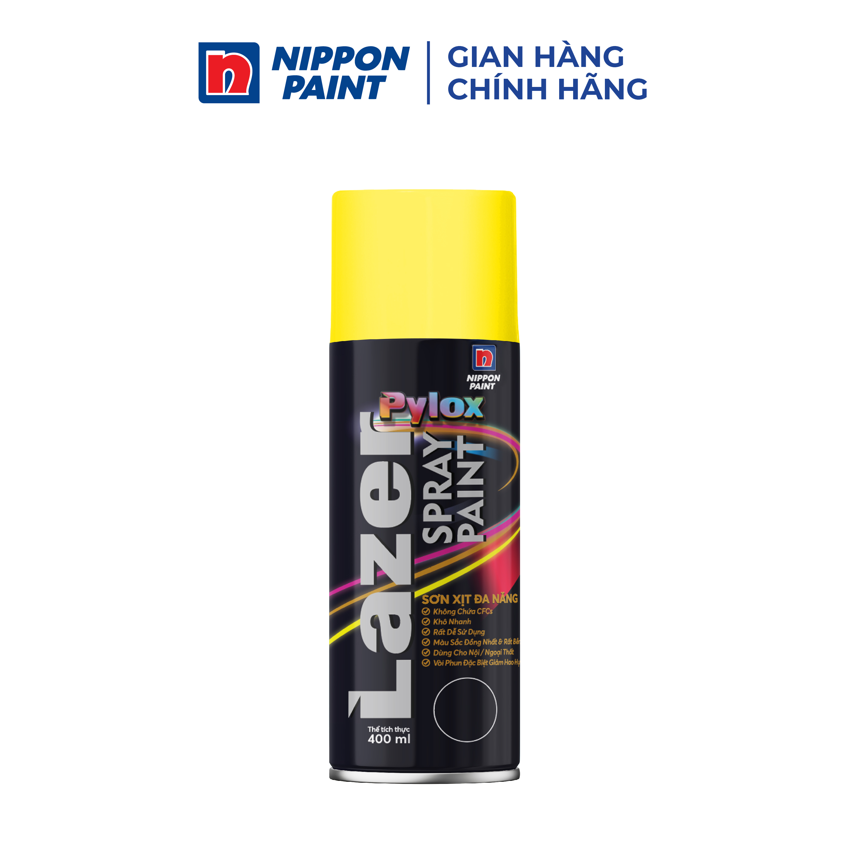 Sơn xịt đa năng Pylox Lazer  -  N218 ART YELLOW - Chính hãng NIPPON PAINT - Dung tích 400ml