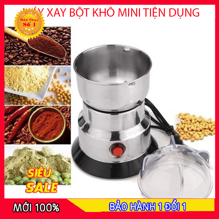 Máy xay cối inox - Máy xay bột khô mini - Máy xay bột ngũ cốc, bột gạo.... - Máy nghiền đa năng tiện lợi