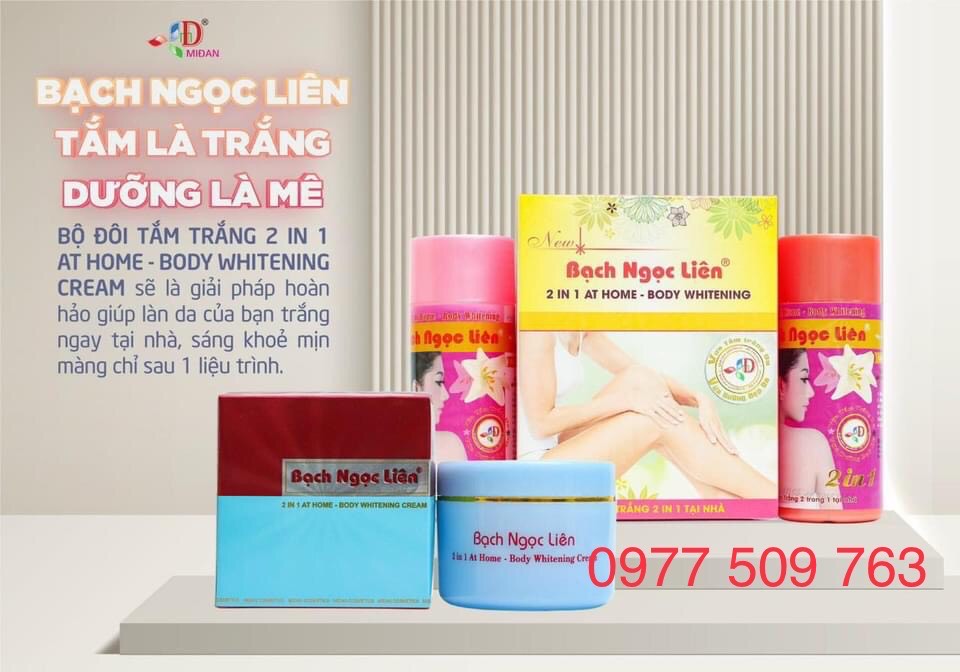 Chính hãng -Bộ Tắm Trắng+Kem Dưỡng Trắng Da Body Bạch Ngọc Liên - Màu Xanh