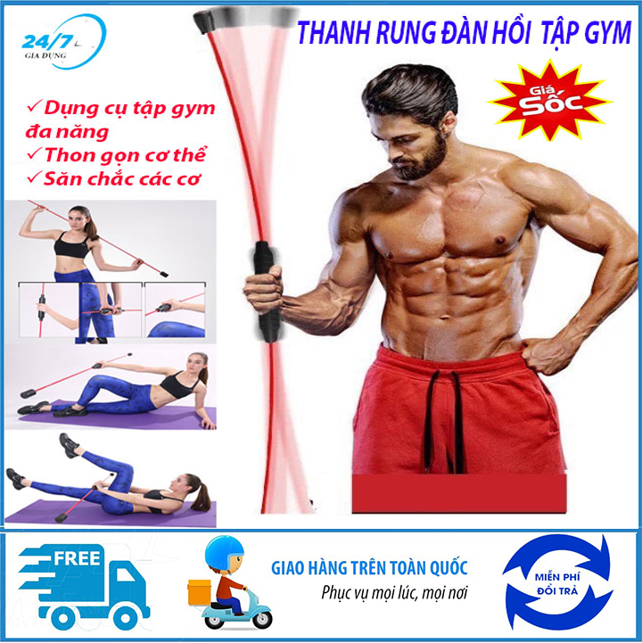 [Siêu hot] Thanh rung đàn hồi tập gym, Gậy rung tập gym, thanh rung đàn hồi đốt mỡ xây dựng cơ bắp hiệu quả, thanh rung đàn hồi đa năng, dụng cụ tập thể dục, thể thao tại nhà tiện dụng - Giadungbv247