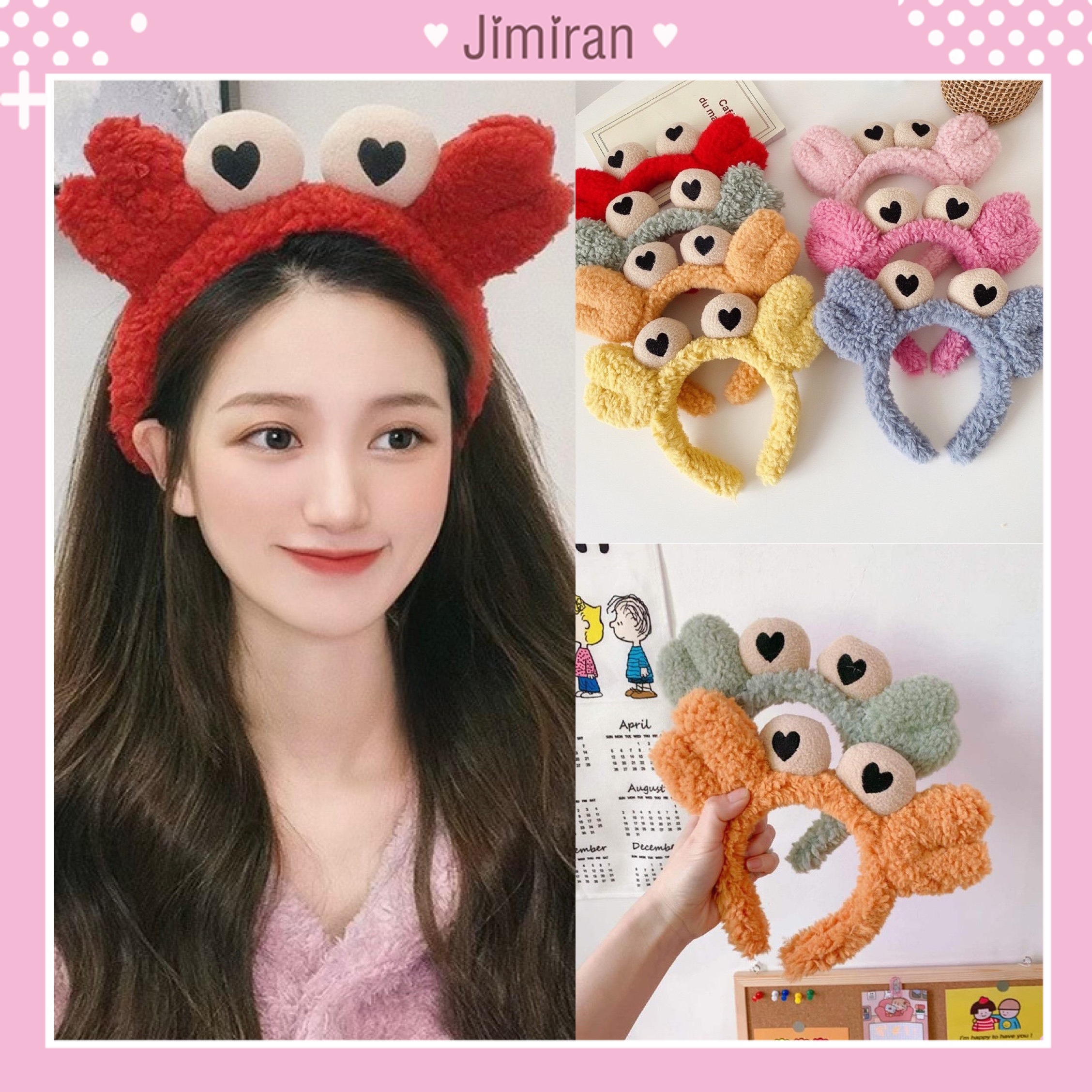 Băng đô bờm cài tóc cứng càng Cua to rửa mặt siêu xinh JIMIRAN BT05
